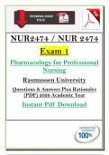 NUR 2474 Exam 1 &lpar;PDF&rpar; &vert; &lpar;2026&rpar; Pharmacology for Professional Nursing Q&A &vert; Rasmussen