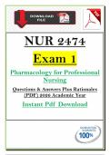 NUR 2474 Exam 1 &lpar;PDF&rpar; &vert; &lpar;2026&rpar; Pharmacology for Professional Nursing Q&A &vert; Rasmussen