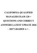 California Qualified Manager Exam 2026-2027 Study Guide&colon; 120&plus; Questions and Correct Answers for Private Patrol Operators and Security Professionals&NewLine;&NewLine;
