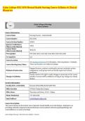 Galen College NSG 3450 Mental Health Nursing Course Syllabus & Clinical Blueprint