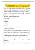 C723 Quantitative Analysis For Business &lpar;PA&rpar;&NewLine;Questions with Verified Correct Answers