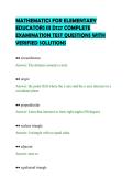 MATHEMATICS FOR ELEMENTARY&NewLine;EDUCATORS III D127 COMPLETE&NewLine;EXAMINATION TEST QUESTIONS WITH&NewLine;VERIFIED SOLUTIONS