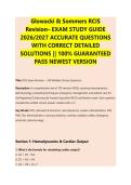 Glowacki & Sommers RCIS &NewLine;Revision&ndash; EXAM STUDY GUIDE &NewLine;2026&sol;2027 ACCURATE QUESTIONS &NewLine;WITH CORRECT DETAILED &NewLine;SOLUTIONS &vert;&vert; 100&percnt; GUARANTEED &NewLine;PASS NEWEST VERSION &NewLine; &NewLine;Title&colon; RCIS Exam Revision &ndash; 100 Multiple Choice Questions &NewLine;Description&colon; A comprehensive 