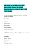 MATHEMATICS FOR ELEMENTARY&NewLine;EDUCATORS III D127 TEST BANK&NewLine;QUESTIONS WITH VERIFIED ANSWERS&NewLine;FULL REVIEW