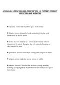 AP ENGLISH LITERATURE AND COMPOSITION 100 PERCENT CORRECT&NewLine;QUESTIONS AND ANSWERS