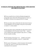 AP ENGLISH LITERATURE AND COMPOSITION FINAL PAPER QUESTIONS&NewLine;AND COMPLETE SOLUTIONS