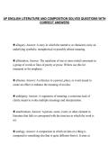AP ENGLISH LITERATURE AND COMPOSITION SOLVED QUESTIONS WITH&NewLine;CORRECT ANSWERS