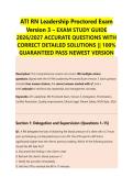 ATI RN Leadership Proctored Exam &NewLine;Version 3 &ndash; EXAM STUDY GUIDE &NewLine;2026&sol;2027 ACCURATE QUESTIONS WITH &NewLine;CORRECT DETAILED SOLUTIONS &vert;&vert; 100&percnt; &NewLine;GUARANTEED PASS NEWEST VERSION