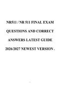 NR511 &sol; NR 511 Final Exam Study Guide 2026&sol;2027&colon; Questions and Correct Answers for Advanced Primary Care Practicum&NewLine;&NewLine;
