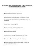 AP PHYSICS 1 UNITS 1 7 PROGRESS CHECK A AND B TEST TESTED&NewLine;QUESTIONS AND CORRECT ANSWERS