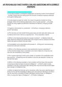 AP PSYCHOLOGY PAST PAPER 2 SOLVED QUESTIONS WITH CORRECT&NewLine;ANSWERS