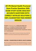 ATI PN Mental Health Proctored Exam 2026 &ndash; Comprehensive Practice Questions and Answers&comma; Nursing Mental Health Review & Complete Study Guide