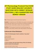 ATI Pharmacology Proctored Final Exam 2026 &ndash; Comprehensive Practice Questions and Answers&comma; Medication & Drug Therapy Review Study Guide
