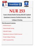 NUR 253 Exam 4 Mental Health Nursing &ndash; Questions & Answers with Verified Answers&comma; Galen College of Nursing&comma; 2026-2027&NewLine;&NewLine;