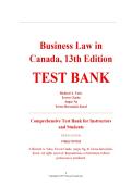 Test Bank &ndash; Business Law in Canada&comma; 13th Edition &ndash; Richard A&period; Yates&comma; &NewLine;Trevor Clarke&comma; Angus Ng&comma; Teresa Bereznicki-Korol &ndash; ISBN &NewLine;9780137597819 &lpar;All Chapters Covered 1&ndash;16&rpar;