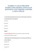 FLORIDA CLASS K FIREARMS&NewLine;INSTRUCTOR CERTIFICATION EXAM&NewLine;QUESTIONS AND VERIFIED ANSWERS&NewLine;LATEST UPDATE