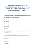 FLORIDA CLASS K FIREARMS&NewLine;INSTRUCTOR CERTIFICATION FINAL&NewLine;EXAM QUESTIONS AND VERIFIED&NewLine;ANSWERS LATEST UPDATE