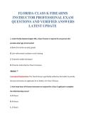 FLORIDA CLASS K FIREARMS&NewLine;INSTRUCTOR PROFESSIONAL EXAM&NewLine;QUESTIONS AND VERIFIED ANSWERS&NewLine;LATEST UPDATE