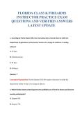 FLORIDA CLASS K FIREARMS&NewLine;INSTRUCTOR PRACTICE EXAM&NewLine;QUESTIONS AND VERIFIED ANSWERS&NewLine;LATEST UPDATE