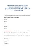 FLORIDA CLASS K FIREARMS&NewLine;INSTRUCTOR EXAM REVIEW&NewLine;QUESTIONS AND VERIFIED ANSWERS&NewLine;LATEST UPDATE