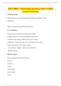 MGT 8803 - Marketing Question with Verified&NewLine;Correct Answers