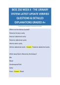 BIOS 256 WEEK 4 - THE URINARY SYSTEM LATEST UPDATE VERIFIED QUESTIONS & DETAILED EXPLANATIONS GRADED A&plus;