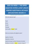 BIOS 256 WEEK 1 - THE UPPER DIGESTIVE SYSTEM LATEST UPDATE VERIFIED QUESTIONS & DETAILED EXPLANATIONS  GRADED A&plus;