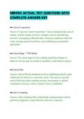 NBHWC ACTUAL TEST QUESTIONS WITH&NewLine;COMPLETE ANSWER KEYNBHWC ACTUAL TEST QUESTIONS WITH&NewLine;COMPLETE ANSWER KEY