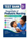 Test Bank for Essentials of Pediatric Nursing&comma; 5th Edition Kyle and Carman Complete Chapter-by-Chapter 2026&period;