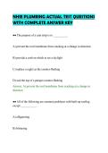 NHIE PLUMBING ACTUAL TEST QUESTIONS&NewLine;WITH COMPLETE ANSWER KEY