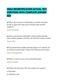 OMSA RECERTIFICATION ACTUAL TEST&NewLine;QUESTIONS WITH COMPLETE ANSWER&NewLine;KEY