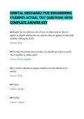 ORBITAL MECHANICS FOR ENGINEERING&NewLine;STUDENTS ACTUAL TEST QUESTIONS WITH&NewLine;COMPLETE ANSWER KEY