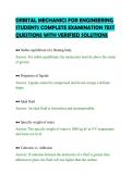 ORBITAL MECHANICS FOR ENGINEERING&NewLine;STUDENTS COMPLETE EXAMINATION TEST&NewLine;QUESTIONS WITH VERIFIED SOLUTIONS
