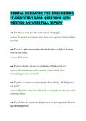 ORBITAL MECHANICS FOR ENGINEERING&NewLine;STUDENTS TEST BANK QUESTIONS WITH&NewLine;VERIFIED ANSWERS FULL REVIEW