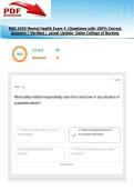 NSG 3450 Mental Health Exam 4 &vert;Questions with 100&percnt; Correct&NewLine;Answers &vert; Verified &vert; Latest Update- Galen College of Nursing