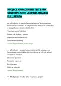 PROJECT MANAGEMENT TEST BANK&NewLine;QUESTIONS WITH VERIFIED ANSWERS&NewLine;FULL REVIEW