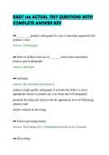 RADT 146 ACTUAL TEST QUESTIONS WITH&NewLine;COMPLETE ANSWER KEY
