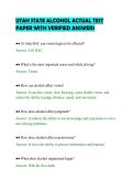 UTAH STATE ALCOHOL ACTUAL TEST&NewLine;PAPER WITH VERIFIED ANSWERS