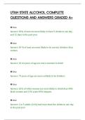 UTAH STATE ALCOHOL COMPLETE&NewLine;QUESTIONS AND ANSWERS GRADED A&plus;
