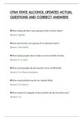 UTAH STATE ALCOHOL UPDATED ACTUAL&NewLine;QUESTIONS AND CORRECT ANSWERS