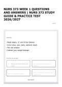 NURS 373 WEEK 1 QUESTIONS AND ANSWERS &vert; NURS 373 STUDY GUIDE & PRACTICE TEST 2026&sol;2027