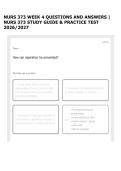 NURS 373 WEEK 4 QUESTIONS AND ANSWERS &vert; NURS 373 STUDY GUIDE & PRACTICE TEST 2026&sol;2027