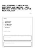 NURS 373 FINAL EXAM NEW INFO QUESTIONS AND ANSWERS &vert; NURS 373 FINAL STUDY GUIDE & PRACTICE TEST 2026&sol;2027