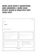 NURS 2030 EXAM 3 QUESTIONS AND ANSWERS &vert; NURS 2030 STUDY GUIDE & PRACTICE TEST 2026&sol;2027