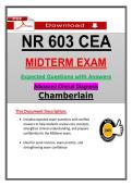NR 603 CEA Midterm Exam &ndash; Adv Clinical Diagnosis &ndash; &lpar;2026&sol;2027&rpar; Actual Questions & Answers &lpar;Chamberlain&rpar; 100&percnt; Verified