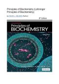 Test Bank -Principles of Biochemistry &lpar;Lehninger Principles of Biochemistry&rpar;&comma;Chapters 1-28 Fully Covered&NewLine;by DAVID L&period; NELSON &lpar;Author&rpar; 