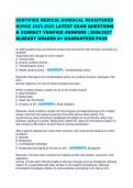 CERTIFIED MEDICAL-SURGICAL REGISTERED NURSE 2025-2026 LATEST EXAM QUESTIONS & CORRECT VERIFIED ANSWERS &vert; 2026&sol;2027 ALREADY GRADED A&plus; GUARANTEED PASS