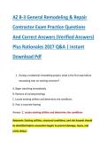 AZ B-3 General Remodeling & Repair &NewLine;Contractor Exam Practice Questions &NewLine;And Correct Answers &lpar;Verified Answers&rpar; &NewLine;Plus Rationales 2027 Q&A &vert; Instant &NewLine;Download Pdf 