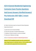 AZ B-4 General Residential Engineering &NewLine;Contractor Exam Practice Questions &NewLine;And Correct Answers &lpar;Verified Answers&rpar; &NewLine;Plus Rationales 2027 Q&A &vert; Instant &NewLine;Download Pdf