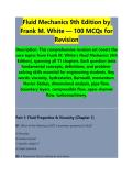 Fluid Mechanics 9th Edition by Frank M&period; White &ndash; Comprehensive Engineering Questions and Answers&comma; Fluid Mechanics Exam Review & Study Guide